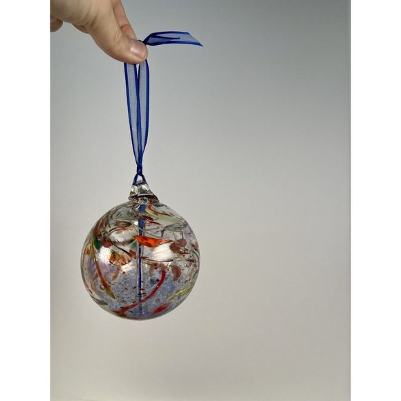 Glass Hand Blown Decorative Art Glass Ornament Multi-Color Swirls 3.5" - Picture 4 of 16